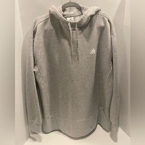 Adidas Heather Gray Oversized Hoodie Sweatshirt, Sz XL, Fleece Inside, Unisex